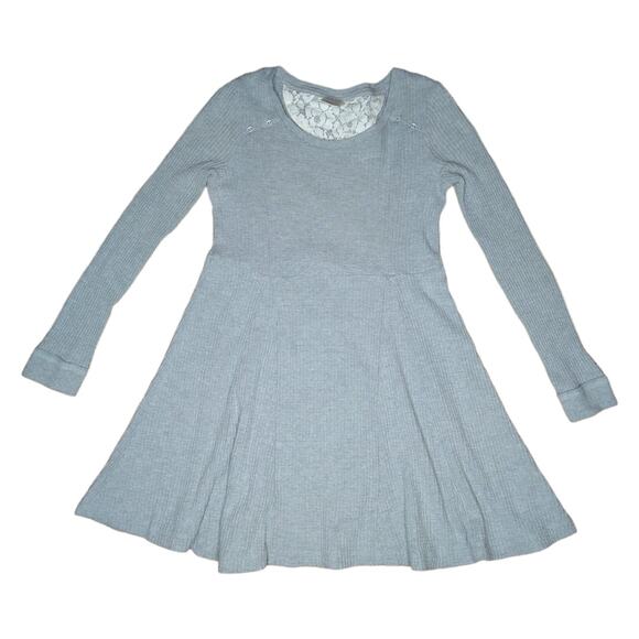 Anthropologie Eloise Gray Long Sleeve Dress size Medium Waffle knit - Picture 2 of 7
